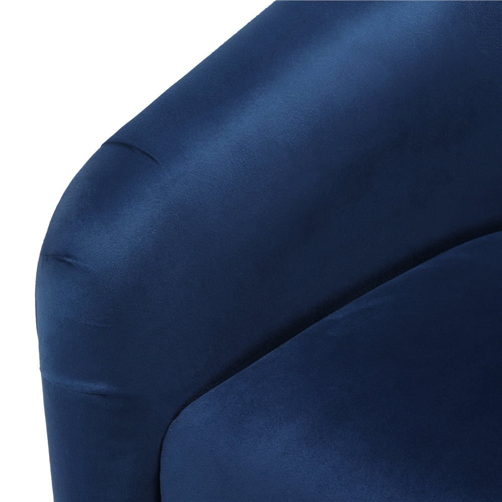 Alden Design Upholstered Barrel Accent Chair, Blue Velvet