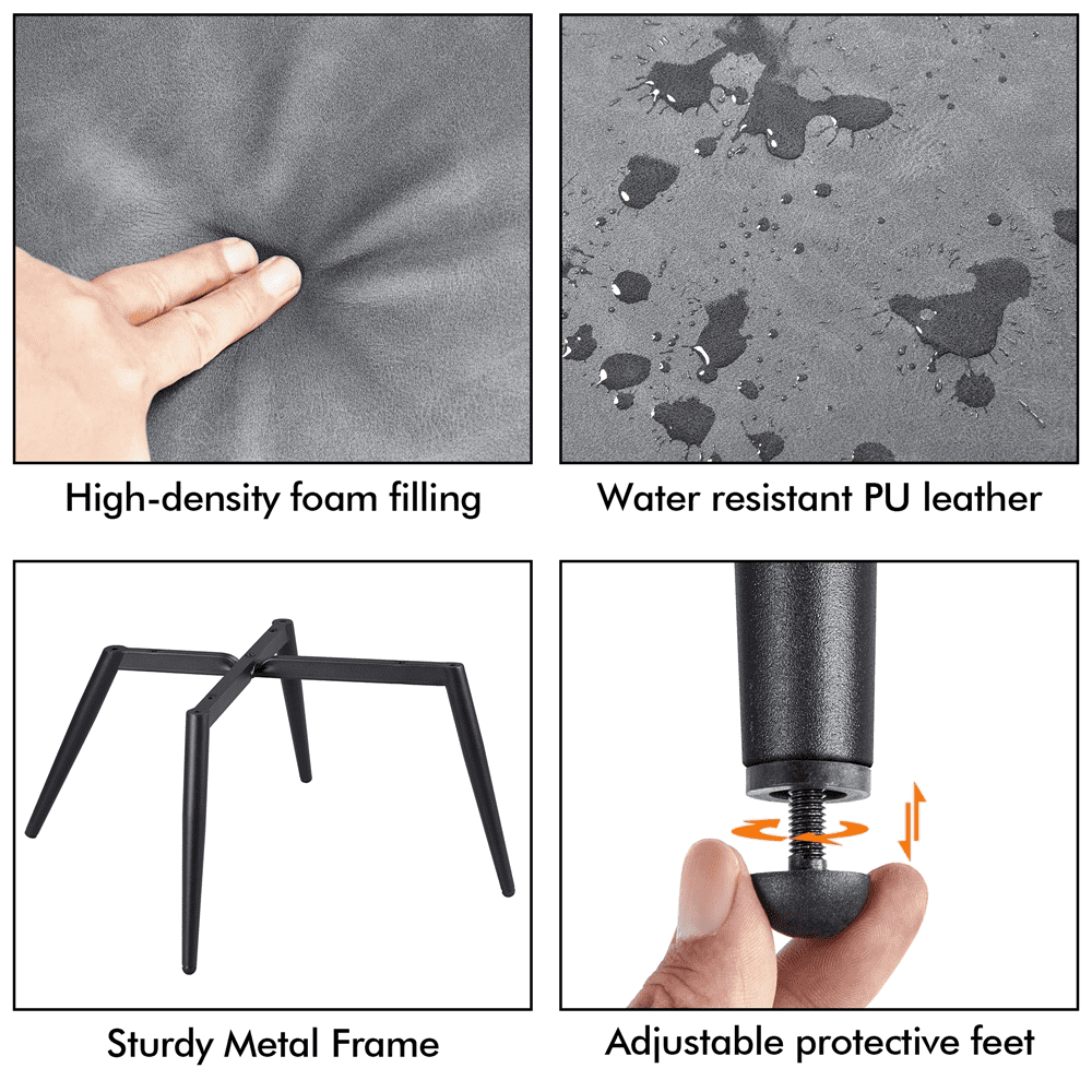 Alden Design Mid-Century Modern Faux Leather Wingback Accent Chair, Set of 2, Gray