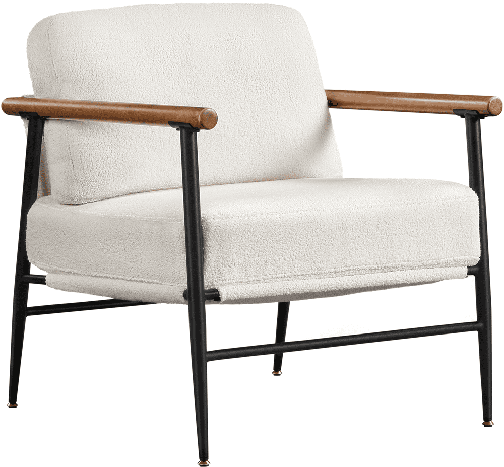 Yaheetech Mid-century Modern Upholstered Accent Chair, Ivory