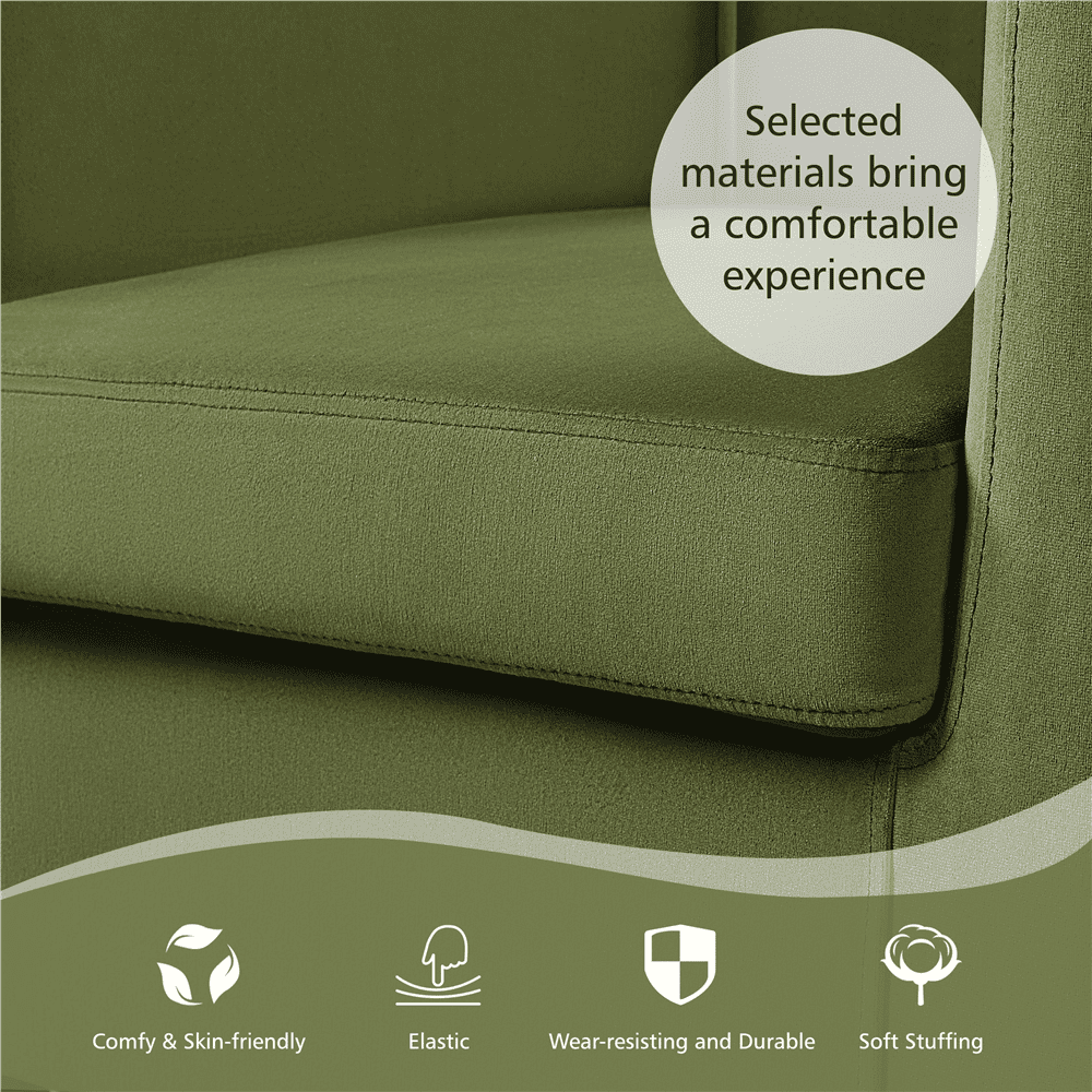 Alden Design Contemporary Barrel Accent Chair, Olive Green Velvet