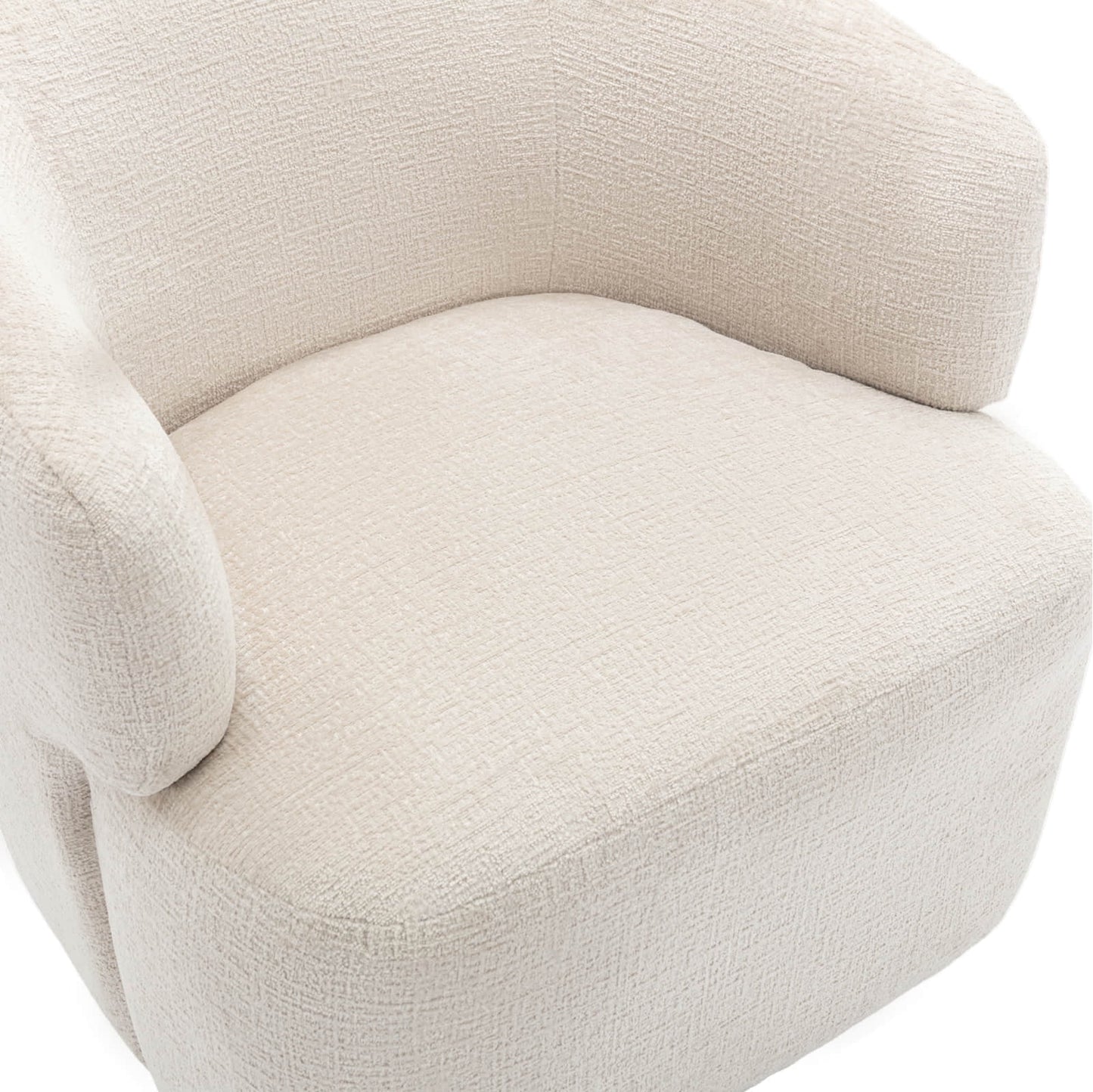 30in Wide Chenille Upholstered Swivel Accent Chair Boucle Swivel Barrel Chair