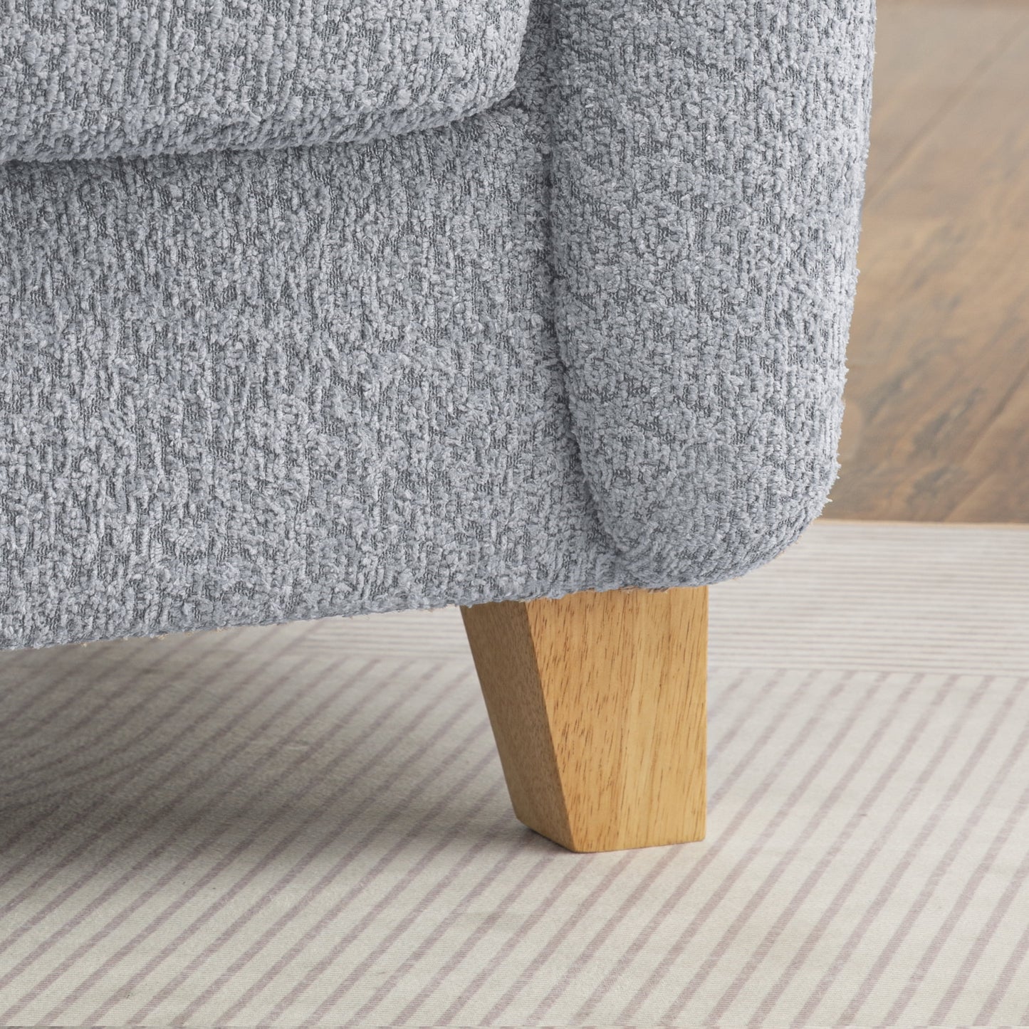 Accent Chair,Fabric Upholstered Comfy Reading Armchair for Living Room,Bedroom Single Seat Sofa Chair with Wood Base,Light Grey