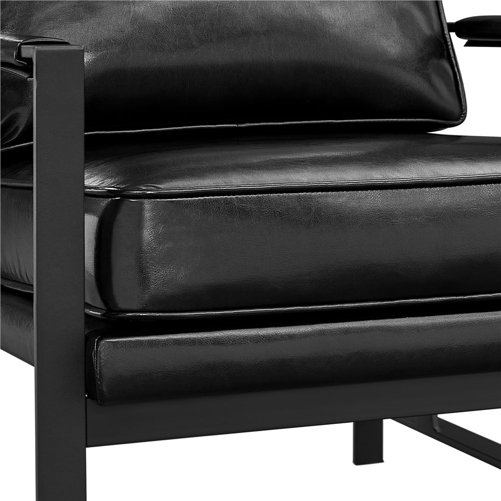 Yaheetech Upholstered Faux Leather Accent Chair,Black