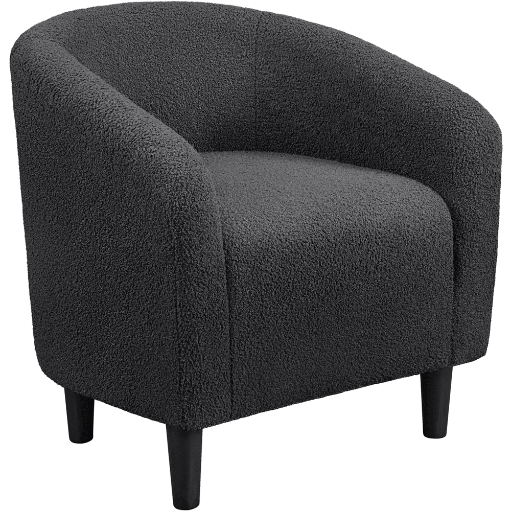 Yaheetech Upholstered Boucle Barrel Accent Chair, Set of 2,Dark Gray