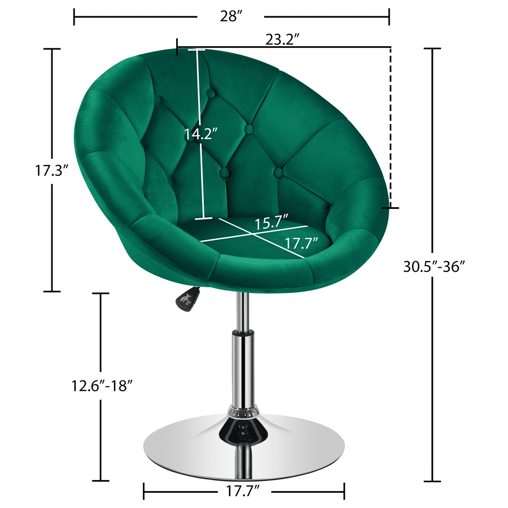 Alden Design Modern Tufted Adjustable Barrel Swivel Accent Chair, Green Velvet