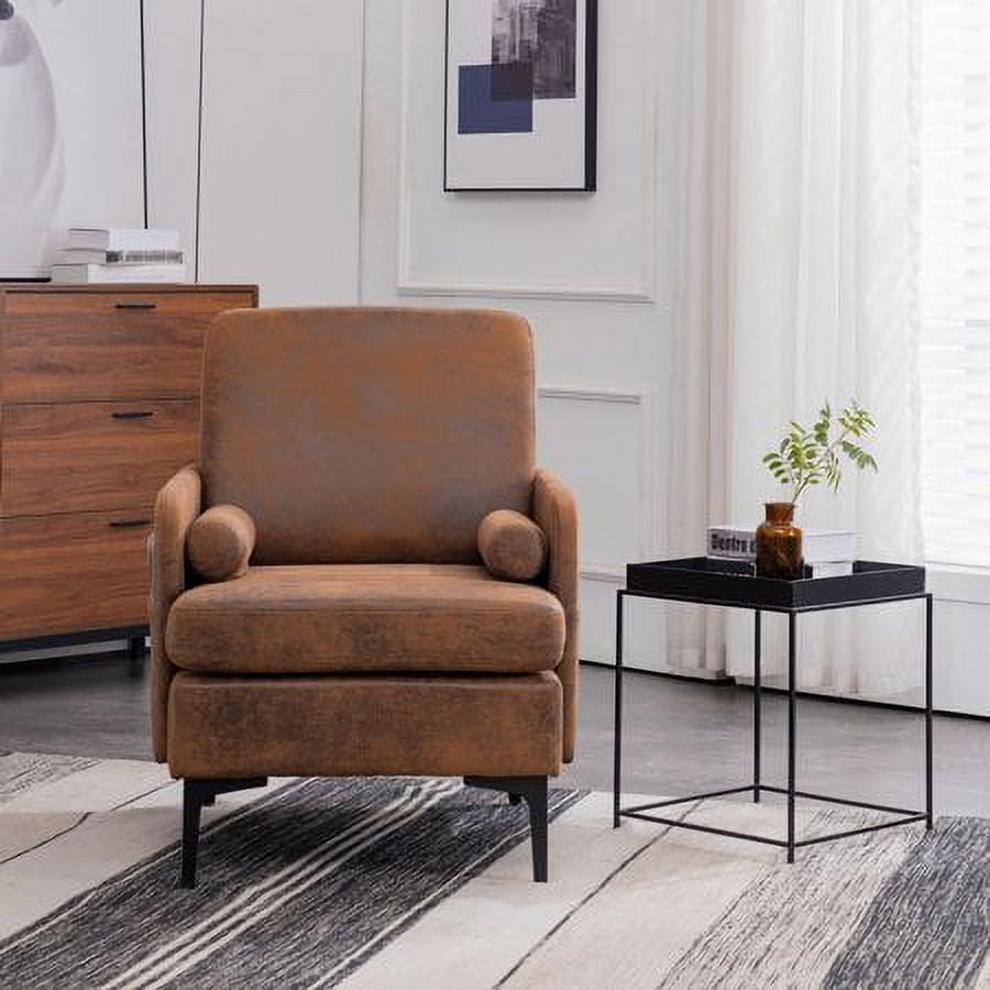 VINGLI Extra Wide Deep Accent Chair, Rustic Mid Century Chair Reading Chair Sofa Chair with Side Pocket for Living Room/Bedroom