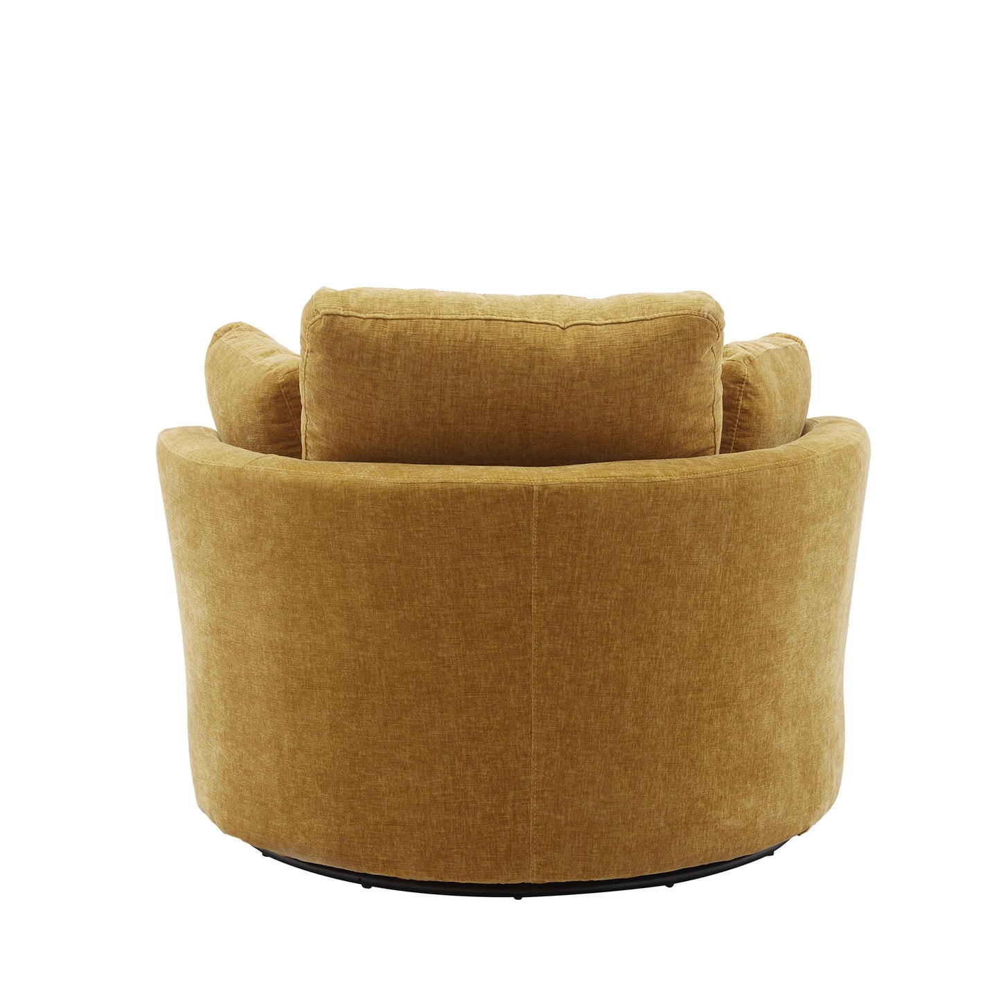 Aukfa 42in Oversized Swivel Accent Chair Barrel Chair w/ 3 Pillows for Living Room, Chenille, Mustard