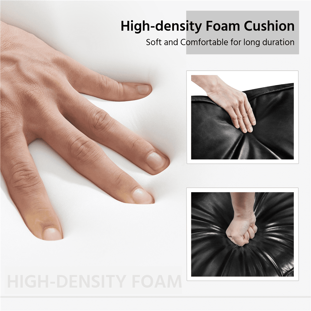 Alden Design Mid-Centyry Modern Accent Chair with Metal Frame, Black Faux Leather